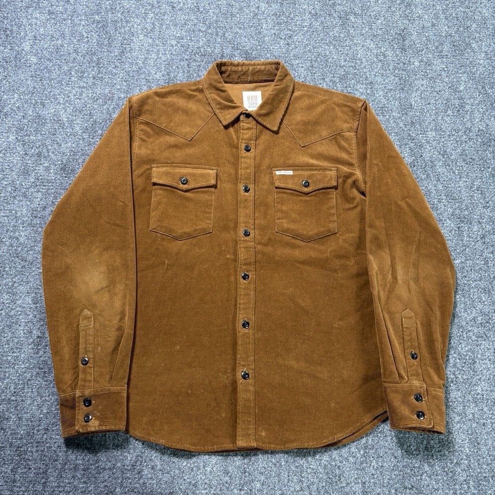 Topo Designs Mountain Shirt Mens Large Long Sleeve Corduroy Brown Button Up